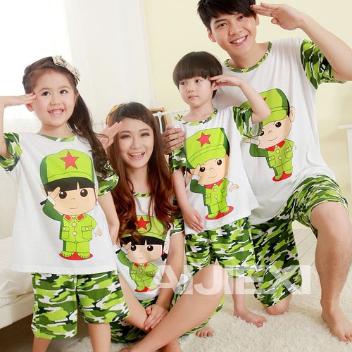 5Cgo 16805920149 迷彩短袖親子裝 夏季家居服情侶睡衣