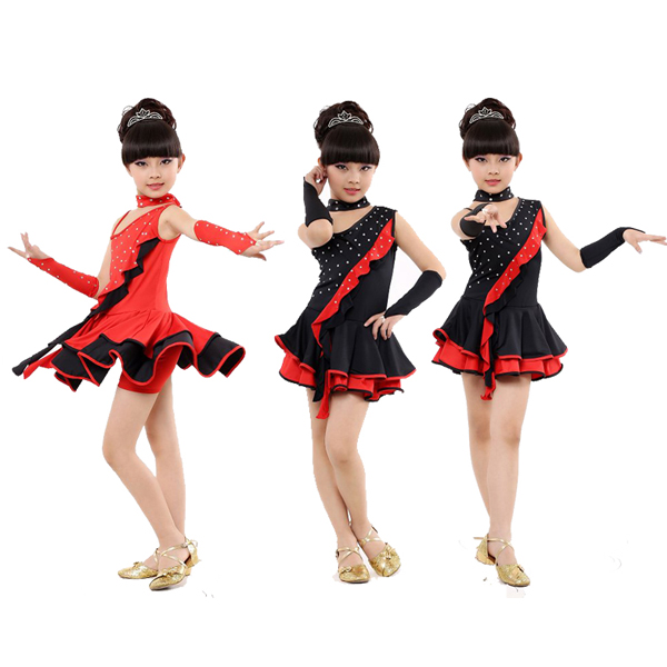 5Cgo 38259029760 兒童拉丁舞服裝燙鉆女童練功服少兒裙比賽舞蹈服表演衣服 拉丁舞套裝 GSX16000