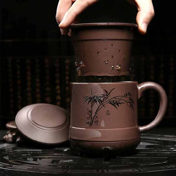 5Cgo 41857027282 原礦泥料手工茶道配件泡茶杯過濾帶蓋直口四件杯茶杯宜興紫砂杯功夫茶具  LAY91100