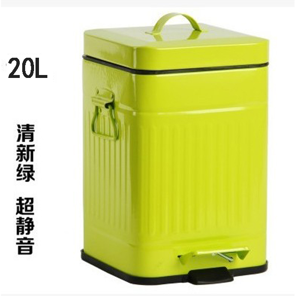 5Cgo 41499380676 創意方形廚房衛生間辦公室金屬簡約不鏽鋼翻蓋緩降靜音腳踩垃圾桶居家玄關客廳收納桶彩色垃圾桶垃圾筒20L CHX05200