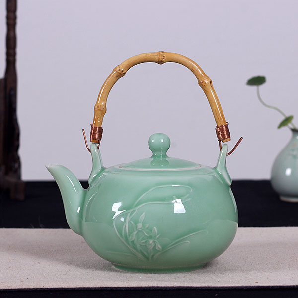 5Cgo 520049178052 龍泉青瓷功夫茶具陶瓷提梁茶壺耐高溫涼茶壺大號大容量梅子青泡茶壺 單壺  LAY83100
