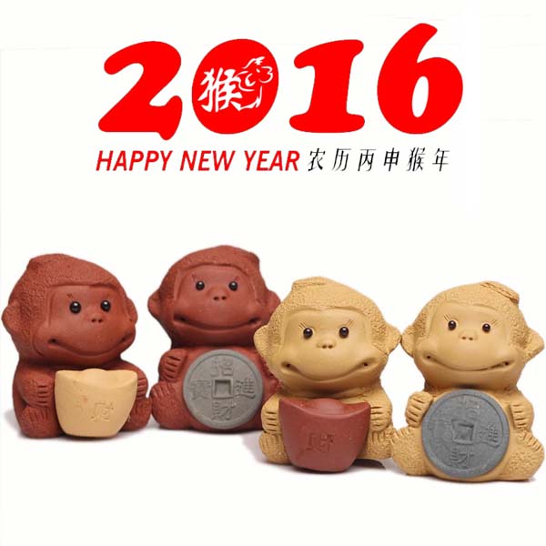 5Cgo  45142240596 紫砂茶寵擺件茶寵精品發財招財猴紫砂猴生肖猴茶具配件猴年吉祥   LAY55000