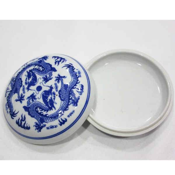 5Cgo 524220571967 青花印泥盒特大號陶瓷印泥盒景德鎮瓷器書法用品文房四寶瓷缸可裝150-300克 HZS62000