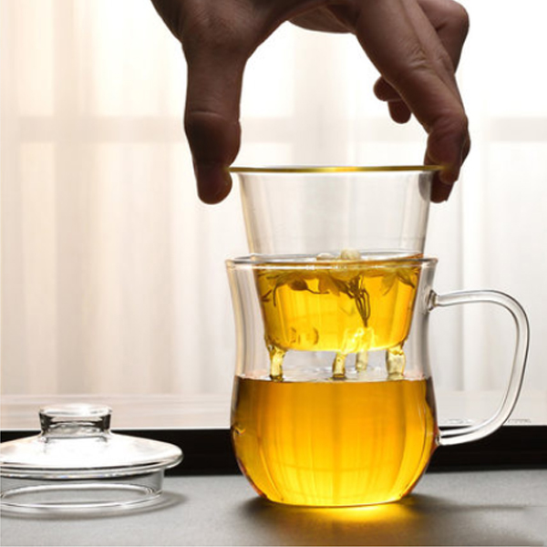 5Cgo 532249044945 玻璃水杯辦公杯泡花茶杯子帶蓋耐熱過濾透明玻璃茶杯個人杯玻璃內膽 HZS53000