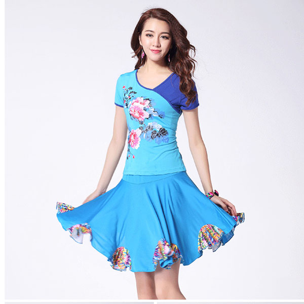 5Cgo 39282579157 廣場舞服裝新款套裝雲裳戀衣牡丹短袖上衣套裙子裙褲 廣場舞衣  GSX95000