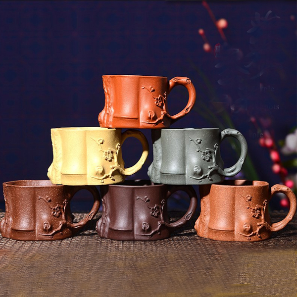 5Cgo 524346796375 紫砂帶把梅花樁杯帶把梅花杯手工小茶杯品茗杯泡茶茶道功夫茶壺茶杯普洱茶杯具 兩個一組 HJT67000