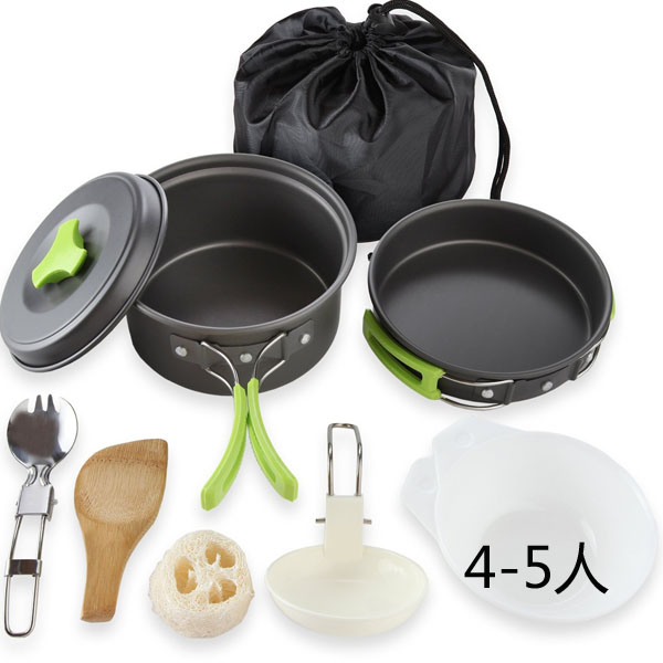 5Cgo 538969492362 戶外便攜式野營套鍋野炊燒烤鍋具野外露營用品旅遊休閒運動多用途(4-5人) XMJ82100