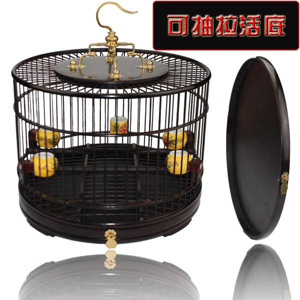 5Cgo 524447687337 紅木鳥籠烏木活底圓鳥籠鳥窩靛颏繡眼黃雀大葉黃花梨實木籠紫光檀遛鳥籠  HJT00500