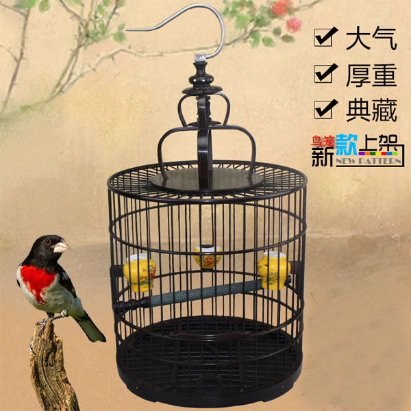 5Cgo 522747125833 高檔紅木鳥籠烏木紫光檀靛颏繡眼金青黃雀畫眉八哥鹩哥鳥籠子實木大號遛鳥籠子平頂  HJT36400