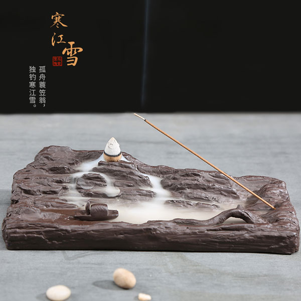 5Cgo 556980048716 創意紫砂茶壺茶杯泡茶茶具茶海倒流香爐禅意擺件寒江雪家用室內觀賞檀香線香薰爐  HJT54000