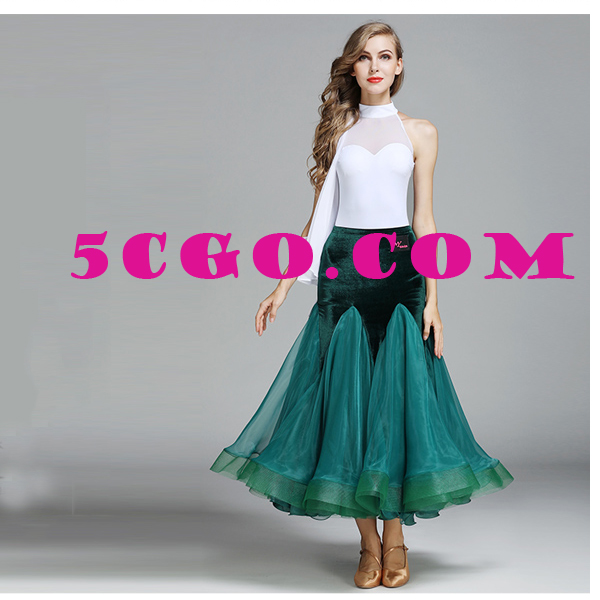 5Cgo 556737001798 媚羽成人摩登舞裙套裝國標舞服交誼舞服練功服絲絨大擺   GSX76200