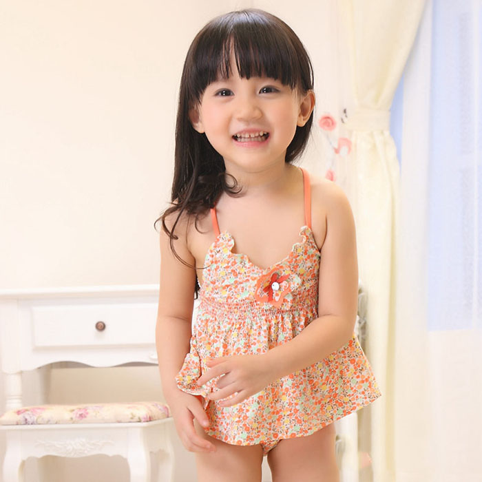 5Cgo 44685031984 韓版夏季兒童泳裝女童遊泳衣女孩碎花吊帶公主可愛泳衣泡溫泉大號小童分體泳衣 HJT54000