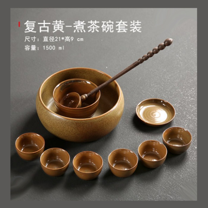 5Cgo 563610812098 和風日式陶瓷煮茶器煮茶碗煮茶普洱茶套裝家用餐飲燒水煮茶壺含茶勺茶杯過濾內膽可用電陶爐 AGL00200