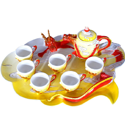  5Cgo 10723232981 法琅瓷黃金龍茶具 整套功夫茶具 陶瓷禮品茶具套裝 MIK982000