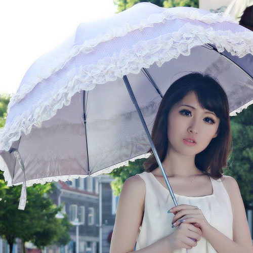 5Cgo  25428124677 絲界蕾絲公主晴雨傘 銀膠超強防曬50遮陽傘折疊防紫外線太陽傘超強 韓版陽傘 MIK23000