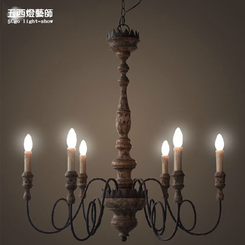 5Cgo 37362268430  木頭工業風復古酒吧台美式鄉村風 巴伐利亞六吊燈  SHM08020